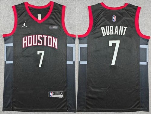 Houston Rockets #7 Kevin Durant Black Statement Sponsor Swingman Jersey