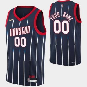 Houston Rockets Custom Navy City Diamond 75th Icon Hot Press Jersey