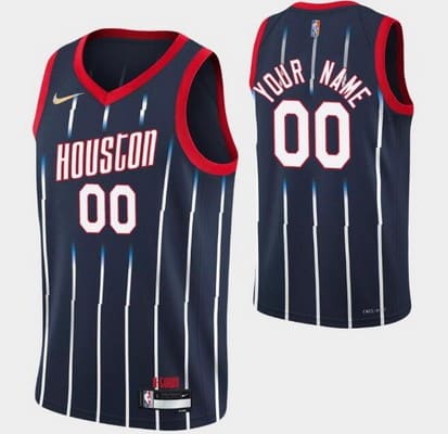 Houston Rockets Custom Navy City Diamond 75th Icon Hot Press Jersey