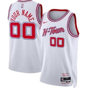 Houston Rockets Custom White 2023 City Icon Heat Press Jersey