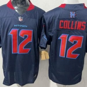 Houston Texans #12 Nico Collins Limited Navy Alternate FUSE Vapor Jersey