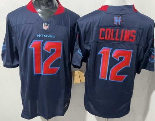 Houston Texans #12 Nico Collins Limited Navy Alternate FUSE Vapor Jersey