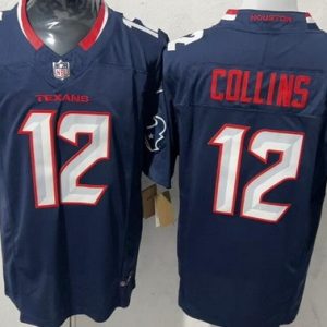 Houston Texans #12 Nico Collins Limited Navy FUSE Vapor Jersey