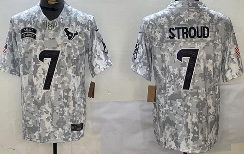 Houston Texans #7 CJ Stroud White Limited Arctic Camo 2024 Salute to Service Jersey