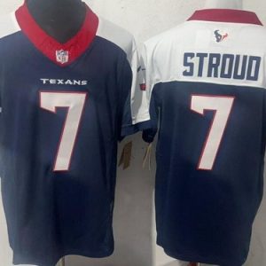 Houston Texans #7 CJ Stroud White Limited Navy Thanksgiving FUSE Vapor Jersey