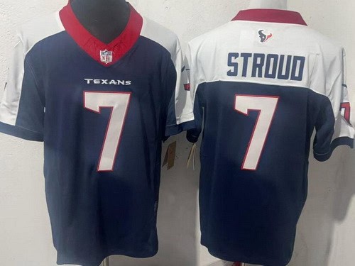 Houston Texans #7 CJ Stroud White Limited Navy Thanksgiving FUSE Vapor Jersey