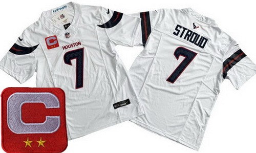 Houston Texans #7 CJ Stroud White Limited White C Patch FUSE Vapor Jersey