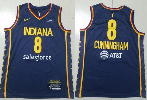 Indiana Fever #8 Sophie Cunningham Navy Sponsor Swingman Jersey