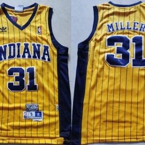 Indiana Pacers #31 Reggie Miller Yellow Stripes Hollywood Classic Throwback Swingman Jersey
