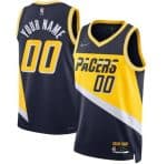Indiana Pacers Custom Navy City Diamond 75th Icon Hot Press Jersey
