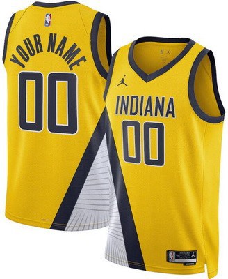Indiana Pacers Custom Yellow Statement Heat Press Jersey