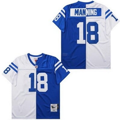 Indianapolis Colts #18 Peyton Manning Blue White Split 1998 Throwback Jersey
