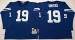 Indianapolis Colts #19 Johnny Unitas Blue 1970 Long Sleeves Throwback Jersey