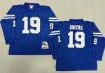 Indianapolis Colts #19 Johnny Unitas Blue Long Sleeve 1970 Throwback Jersey