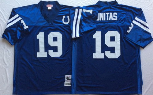 Indianapolis Colts #19 Johnny Unitas Blue Throwback Jersey