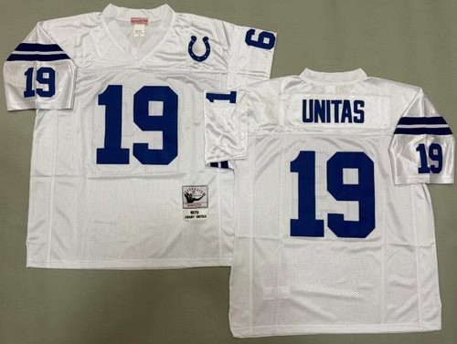 Indianapolis Colts #19 Johnny Unitas White 1970 Throwback Jersey