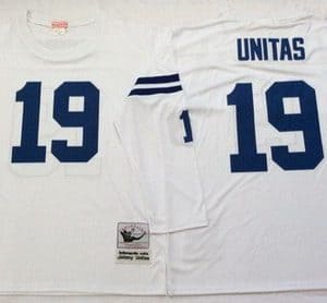 Indianapolis Colts #19 Johnny Unitas White Long Sleeves Throwback Jersey