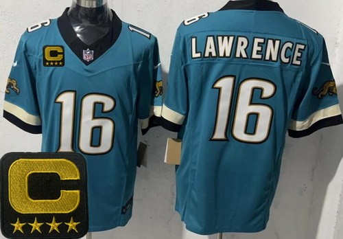 Jacksonville Jaguars #16 Trevor Lawrence Limited Green Throwback Captain Patch FUSE Vapor Jersey