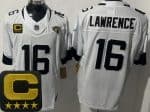 Jacksonville Jaguars #16 Trevor Lawrence Limited White Captain Patch FUSE Vapor Jersey