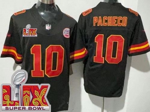 Kansas City Chiefs #10 Isiah Pacheco Limited Black Super Bowl LIX FUSE Vapor Jersey