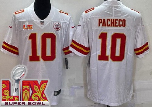 Kansas City Chiefs #10 Isiah Pacheco Limited White Super Bowl LIX Vapor Jersey