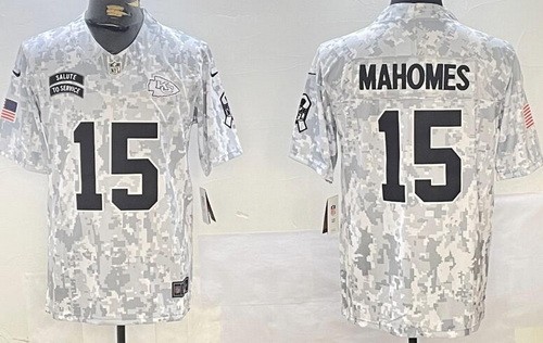 Kansas City Chiefs #15 Patrick Mahomes Limited Arctic Camo 2024 Salute to Service Jersey