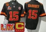 Kansas City Chiefs #15 Patrick Mahomes Limited Black C Patch Super Bowl LIX FUSE Vapor Jersey