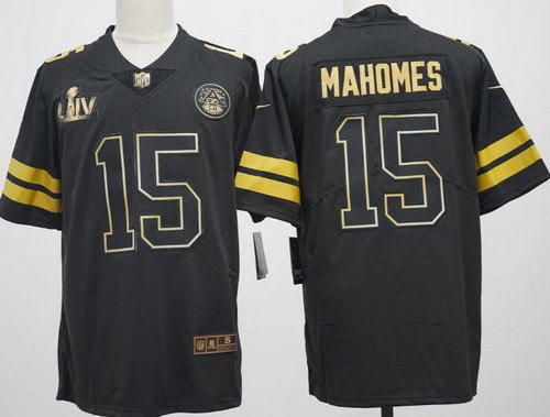 Kansas City Chiefs #15 Patrick Mahomes Limited Black Gold Vapor Jersey