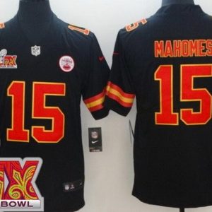 Kansas City Chiefs #15 Patrick Mahomes Limited Black Super Bowl LIX Vapor Jersey