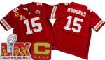 Kansas City Chiefs #15 Patrick Mahomes Limited Red C Patch Super Bowl LIX FUSE Vapor Jersey