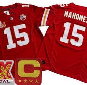 Kansas City Chiefs #15 Patrick Mahomes Limited Red C Patch Super Bowl LIX FUSE Vapor Jersey
