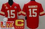 Kansas City Chiefs #15 Patrick Mahomes Limited Red C Patch Super Bowl LIX Vapor Jersey