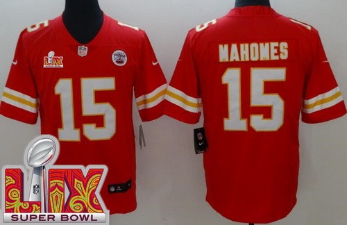 Kansas City Chiefs #15 Patrick Mahomes Limited Red Super Bowl LIX Vapor Jersey