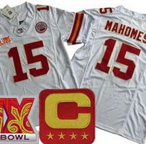 Kansas City Chiefs #15 Patrick Mahomes Limited White C Patch Super Bowl LIX FUSE Vapor Jersey