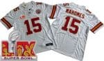Kansas City Chiefs #15 Patrick Mahomes Limited White Super Bowl LIX FUSE Vapor Jersey