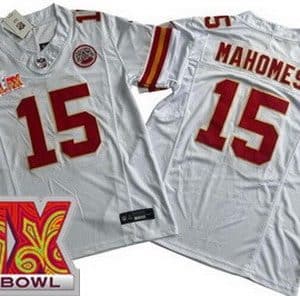 Kansas City Chiefs #15 Patrick Mahomes Limited White Super Bowl LIX FUSE Vapor Jersey