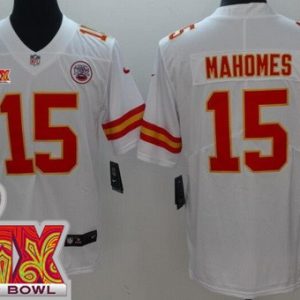 Kansas City Chiefs #15 Patrick Mahomes Limited White Super Bowl LIX Vapor Jersey