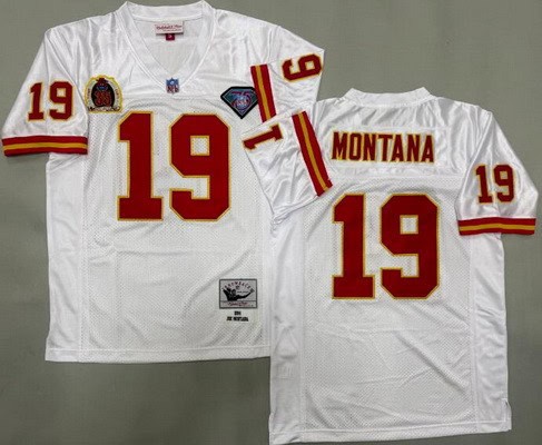 Kansas City Chiefs #19 Joe Montana White 1994 Throwback Jersey