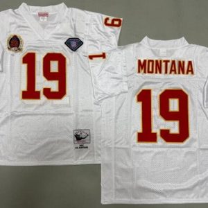 Kansas City Chiefs #19 Joe Montana White Throwback Jersey