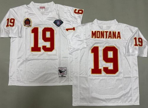 Kansas City Chiefs #19 Joe Montana White Throwback Jersey