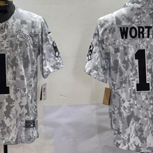 Kansas City Chiefs #1 Xavier Worthy Limited Arctic Camo 2024 Salute to Service Jersey