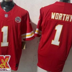 Kansas City Chiefs #1 Xavier Worthy Limited Red Super Bowl LIX FUSE Vapor Jersey