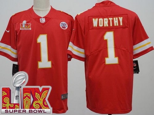 Kansas City Chiefs #1 Xavier Worthy Limited Red Super Bowl LIX Vapor Jersey