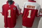 Kansas City Chiefs #1 Xavier Worthy Limited Red Thanksgiving FUSE Vapor Jersey