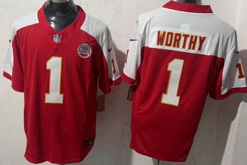 Kansas City Chiefs #1 Xavier Worthy Limited Red Thanksgiving FUSE Vapor Jersey