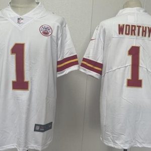Kansas City Chiefs #1 Xavier Worthy Limited White Vapor Jersey
