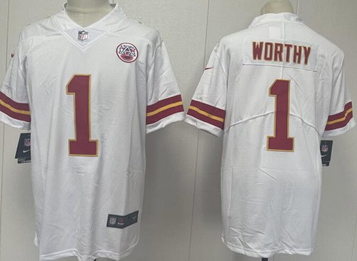 Kansas City Chiefs #1 Xavier Worthy Limited White Vapor Jersey