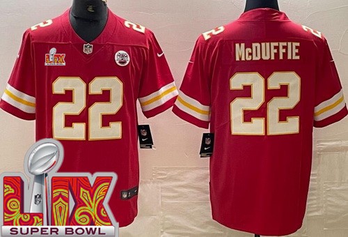 Kansas City Chiefs #22 Trent McDuffie Limited Red Super Bowl LIX Vapor Jersey