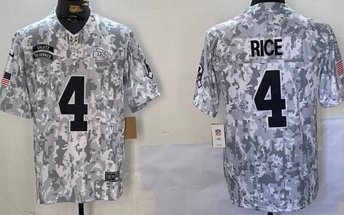 Kansas City Chiefs #4 Rashee Rice Limited Arctic Camo 2024 Salute to Service Jersey