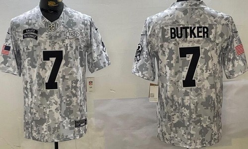 Kansas City Chiefs #7 Harrison Butker Limited Arctic Camo 2024 Salute to Service Jersey